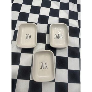 Rae Dunn Surf, Sand, Sea Snack Dishes Magenta Artisan Collection